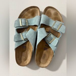 Birkenstock Arizona Light Blue Soft Footbed Sandal 1016393 Suede